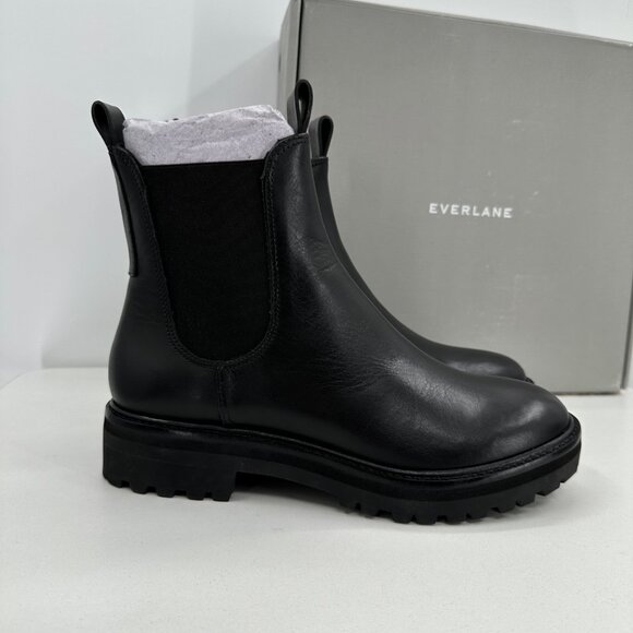 Everlane The Lug Chelsea Boot in Black sz 8.5 Women's Leather Ankle Chunky Sole - Picture 5 of 12